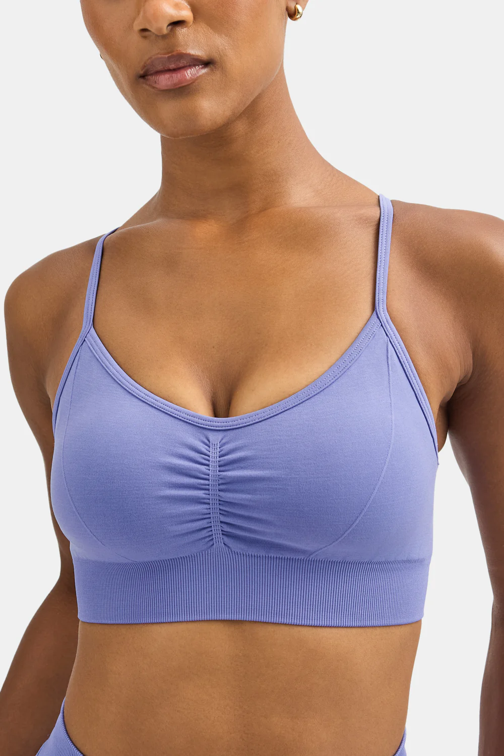 Sculpt Seamless Ruched Sports Bra - Aster Blue - Image 3
