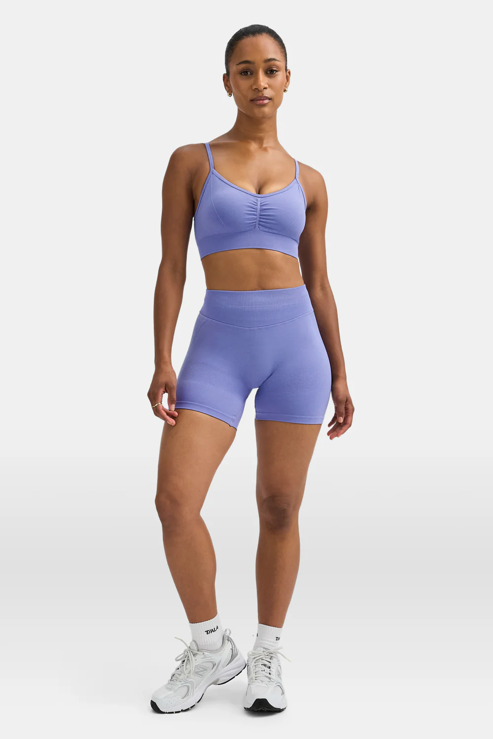 Sculpt Seamless Ruched Sports Bra - Aster Blue - Image 4