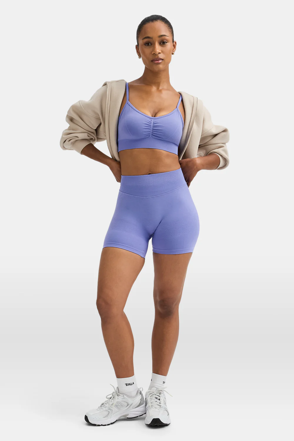 Sculpt Seamless Ruched Sports Bra - Aster Blue - Image 6