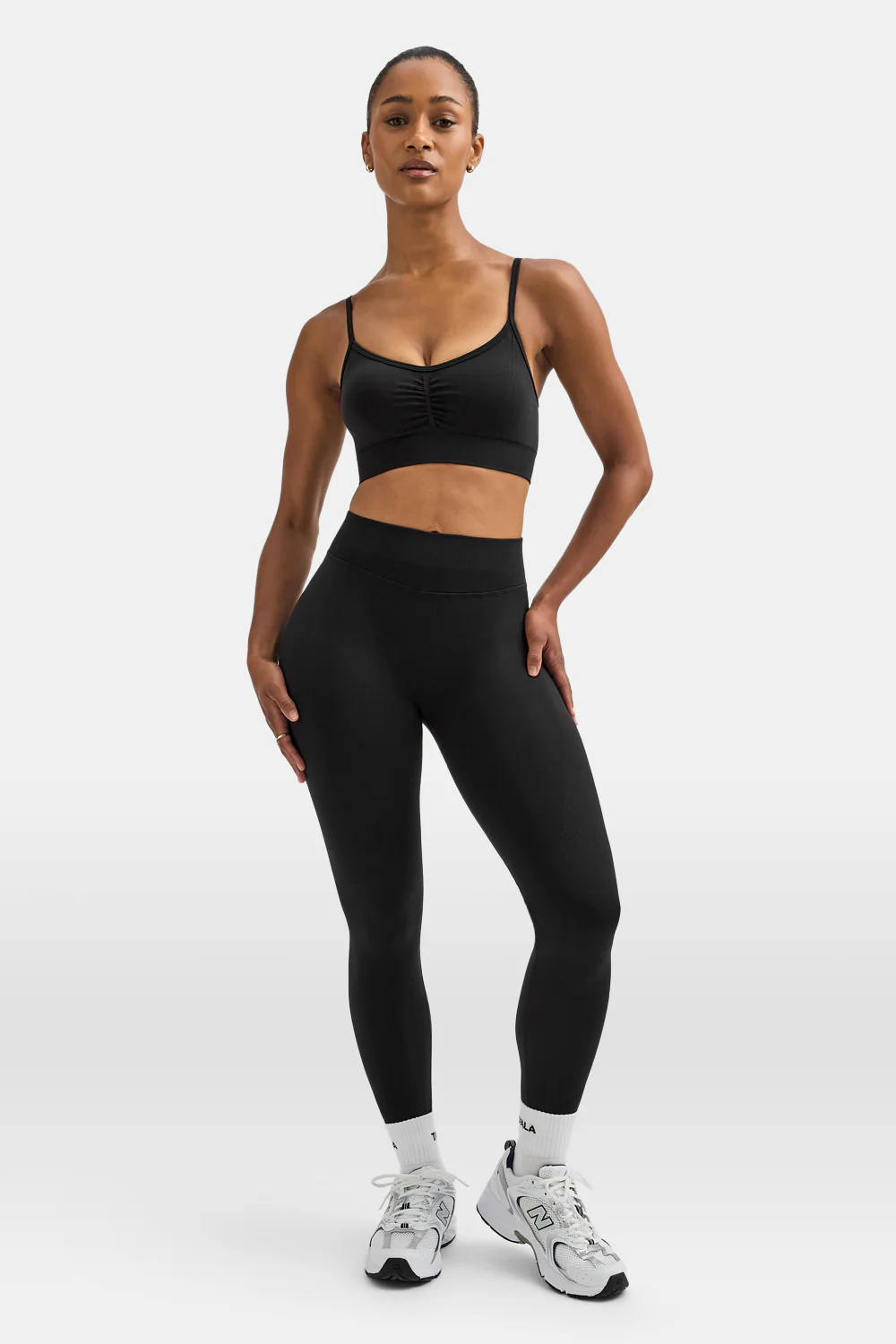 Sculpt Seamless Ruched Sports Bra - Black Marl - Image 3