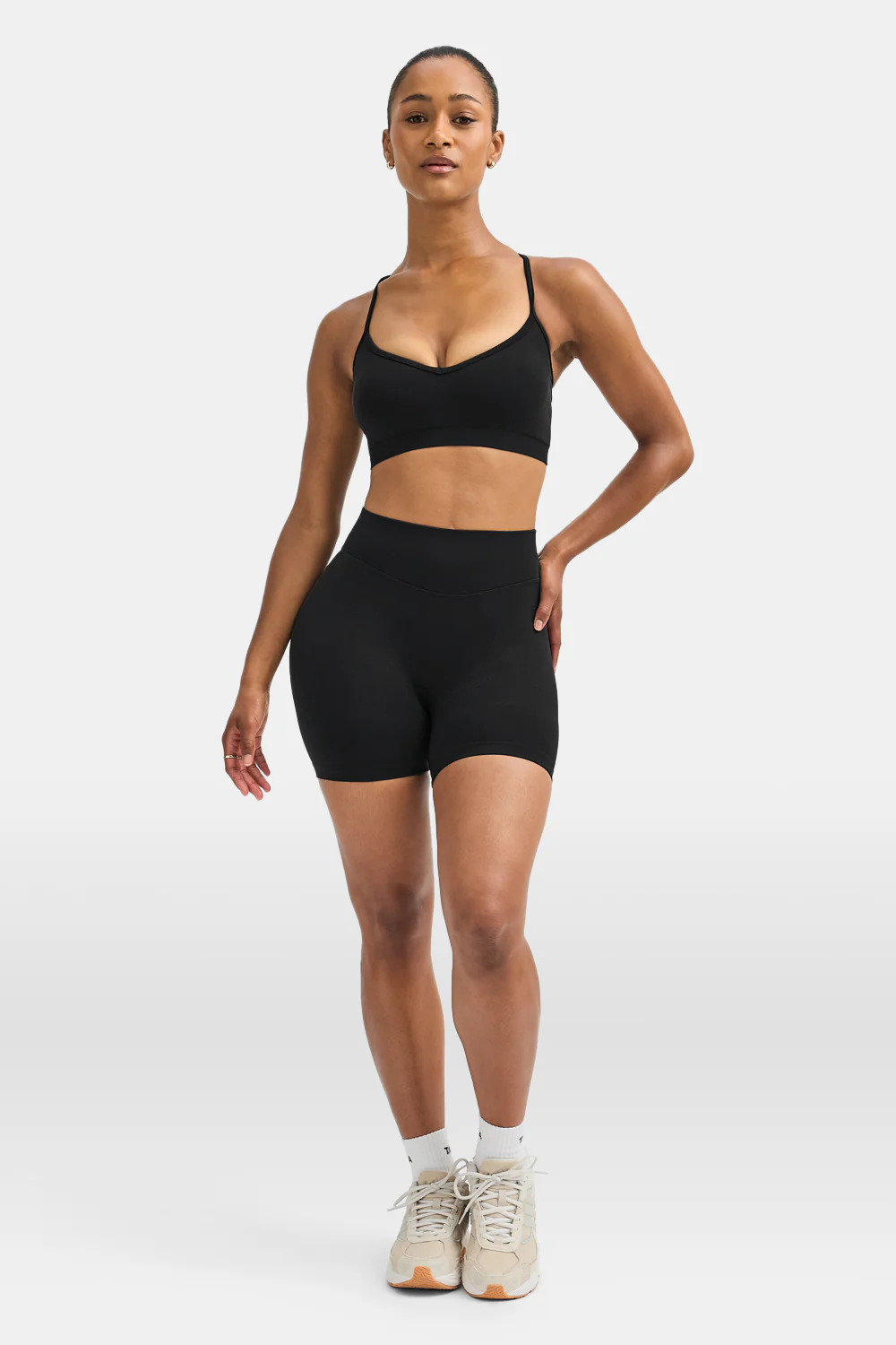 Sculpt Seamless Cross Back Sports Bra - Black Marl - Image 5
