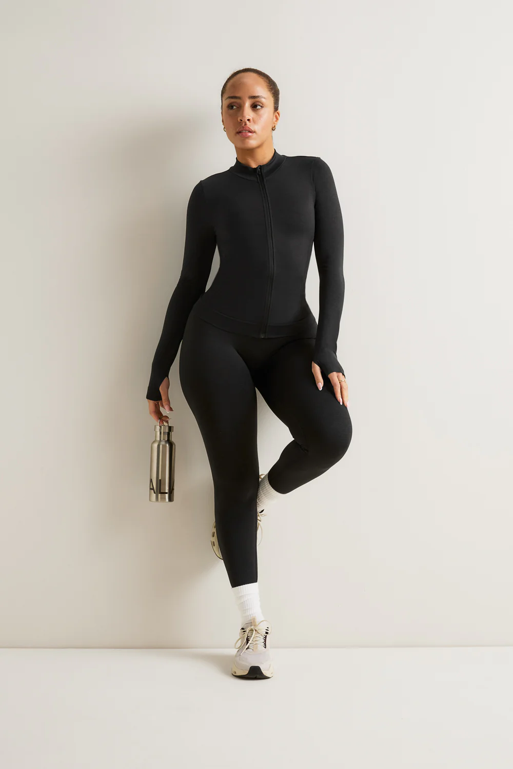 Sculpt Seamless Longline Jacket - Black Marl - Image 4