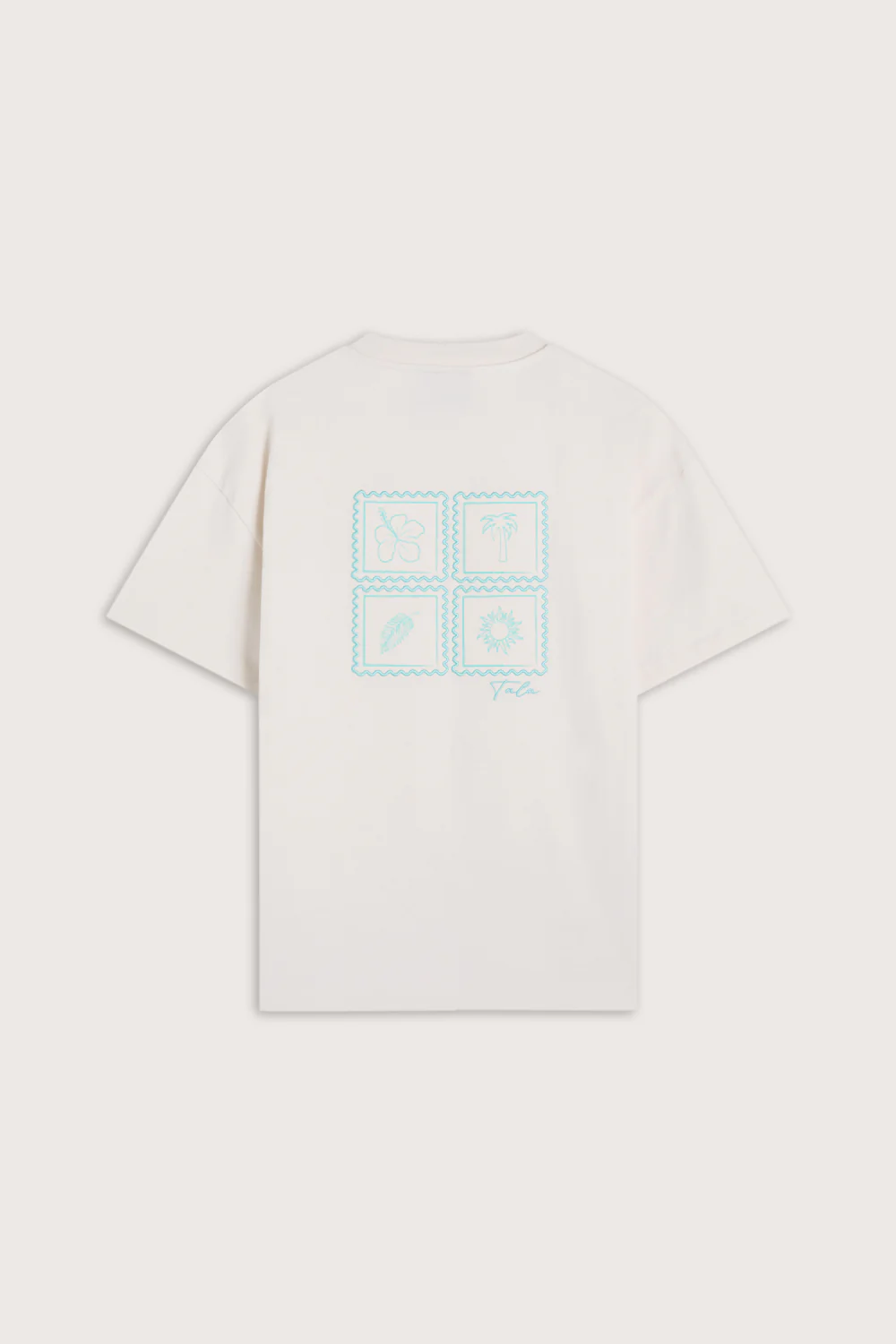 Seashells Graphic Tee - Ivory / Aqua Blue - Image 2