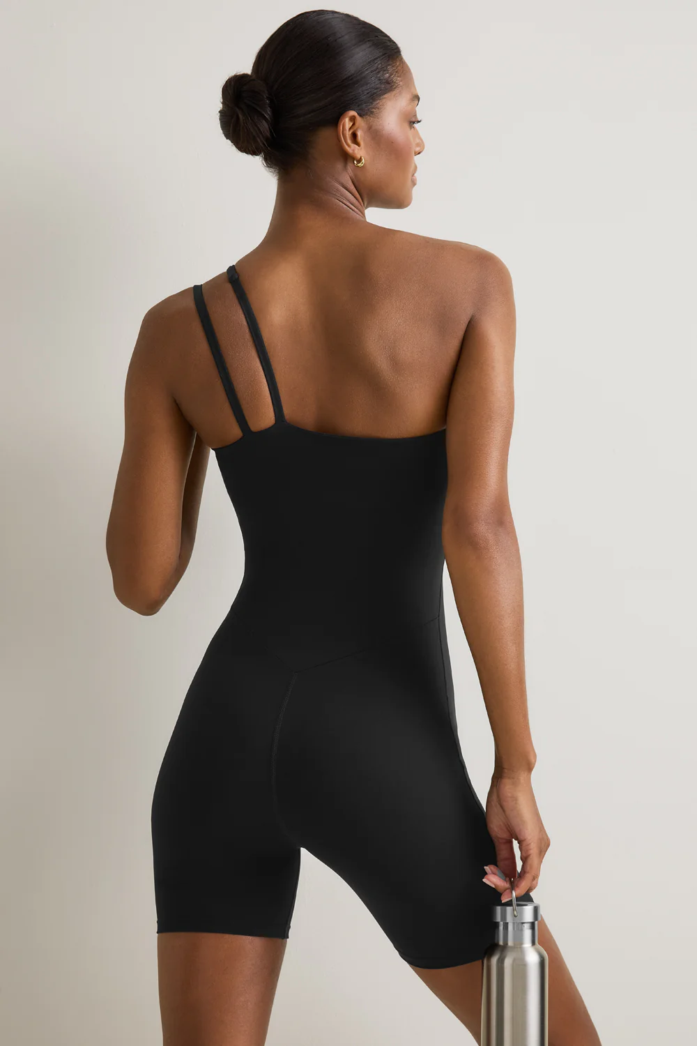 SkinLuxe Asymmetrical Strappy Unitard - Shadow Black - Image 4