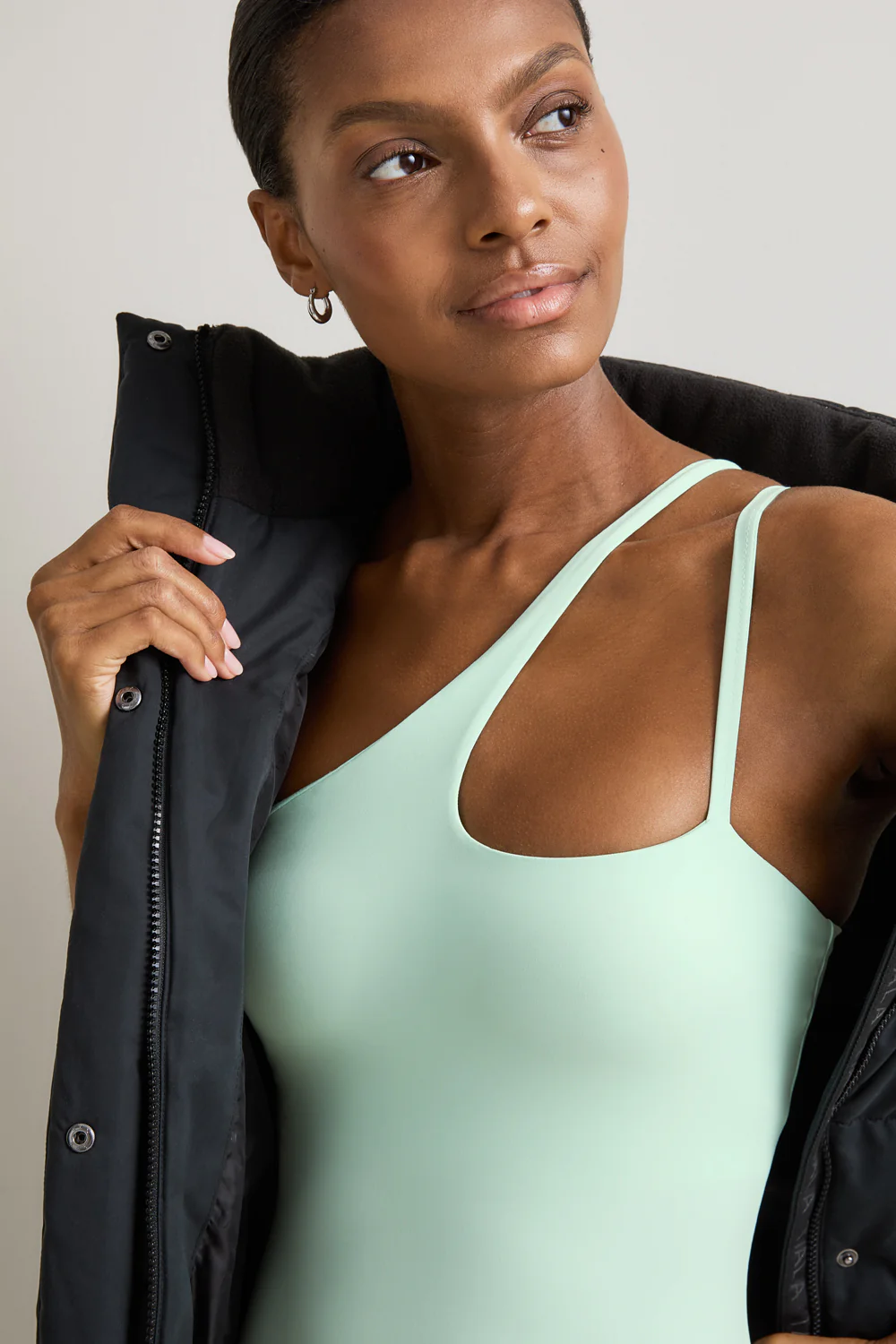 SkinLuxe Asymmetrical Strappy Unitard - Soft Mint - Image 5
