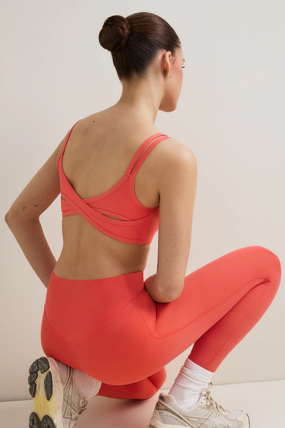 SkinLuxe Bandeau Cross Over Sports Bra - Coral - Image 5