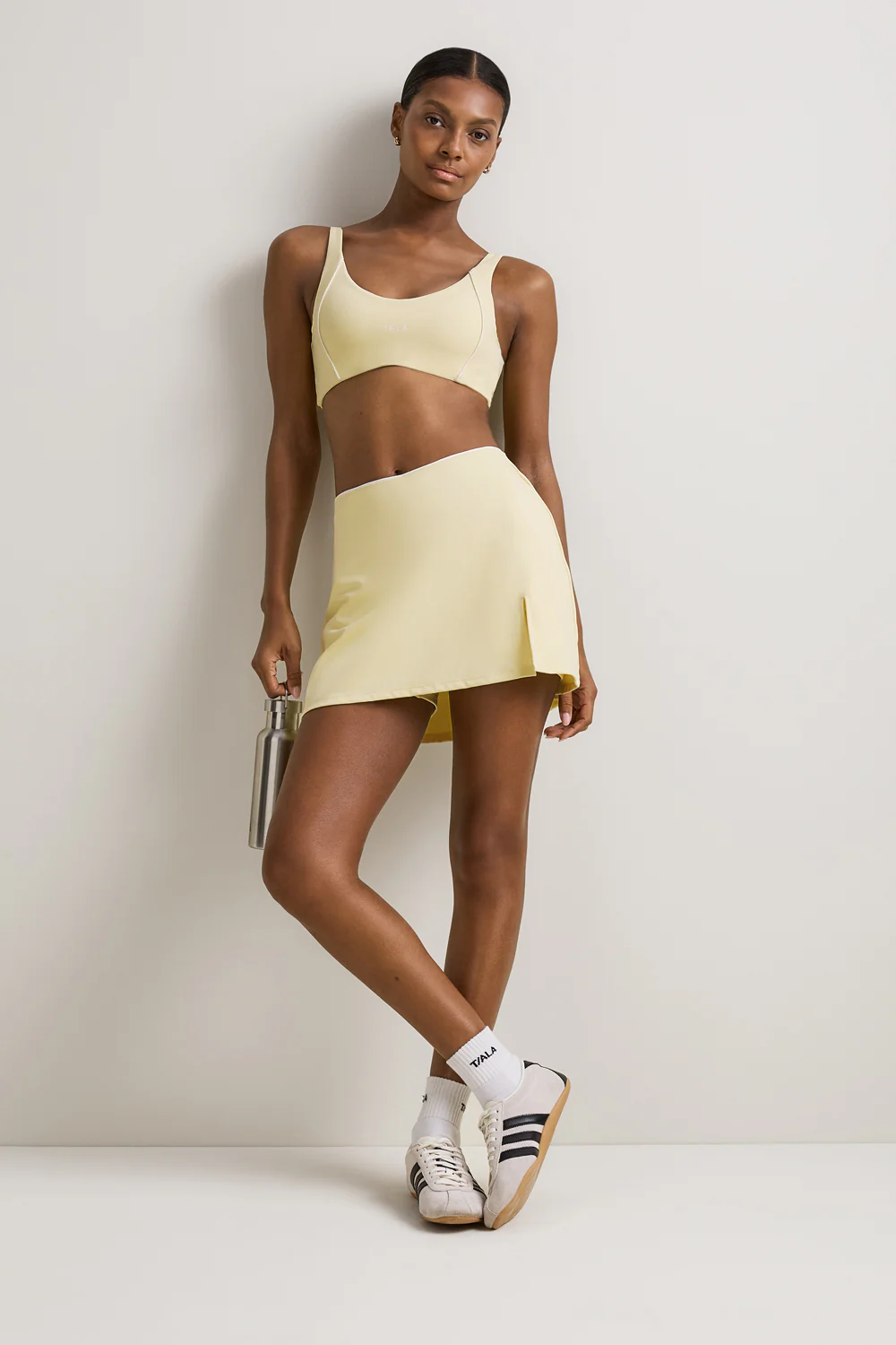 SkinLuxe Contrast Piping Mini Skort - Lemon Yellow - Image 3