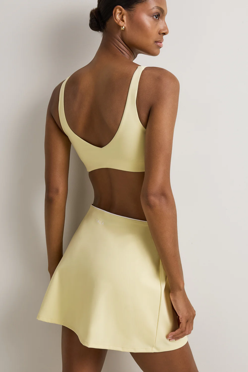 SkinLuxe Contrast Piping Mini Skort - Lemon Yellow - Image 4
