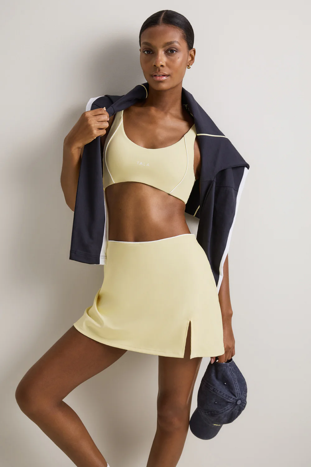 SkinLuxe Contrast Piping Mini Skort - Lemon Yellow - Image 6