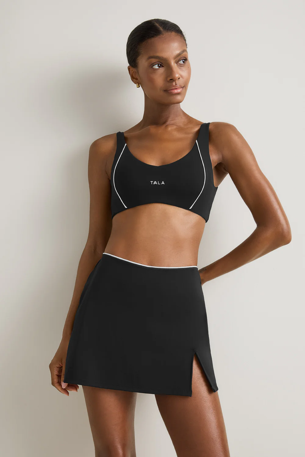 SkinLuxe Contrast Piping Mini Skort - Shadow Black
