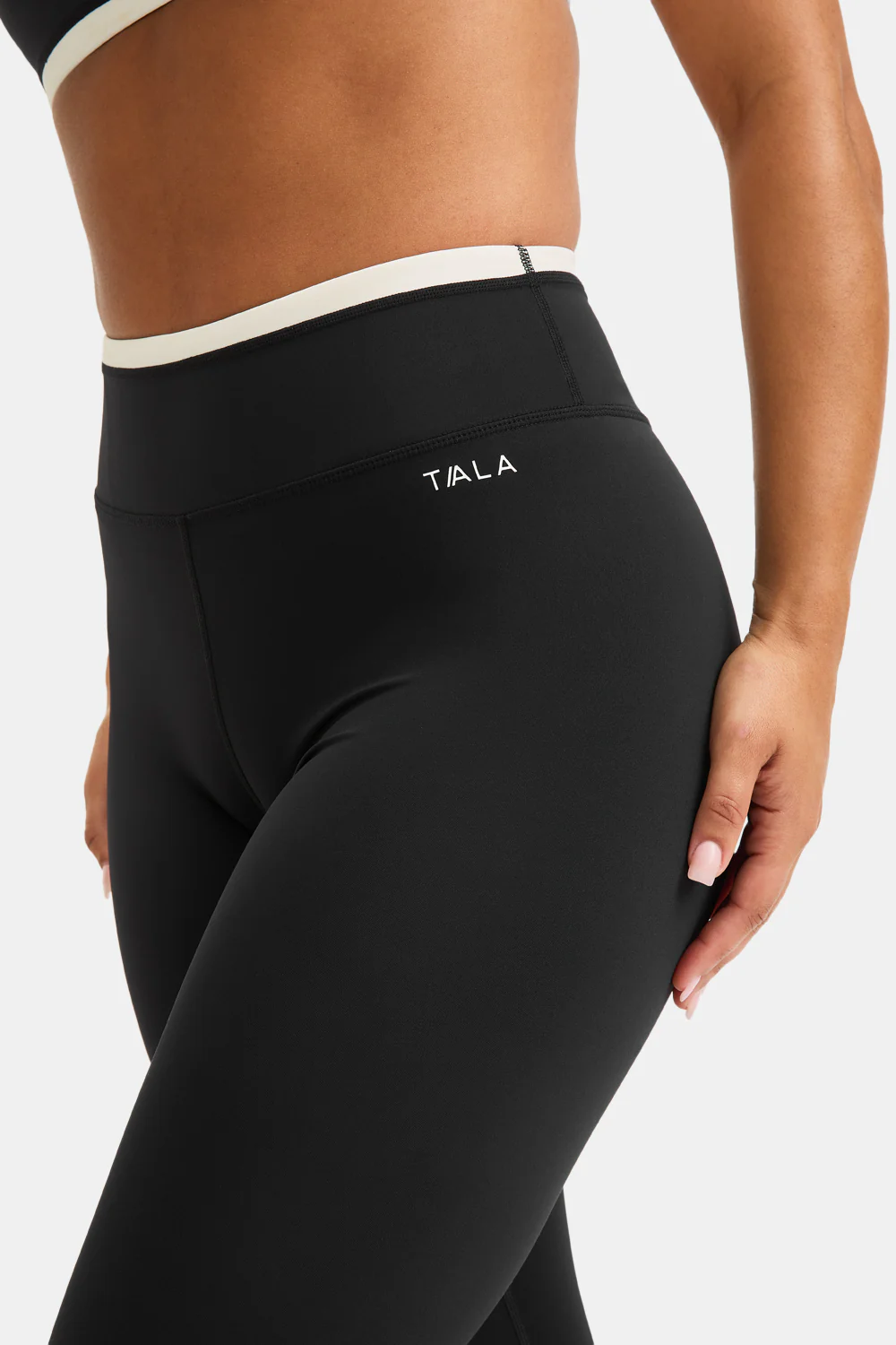 SkinLuxe Contrast Waistband Legging - Black / Ivory - Image 6