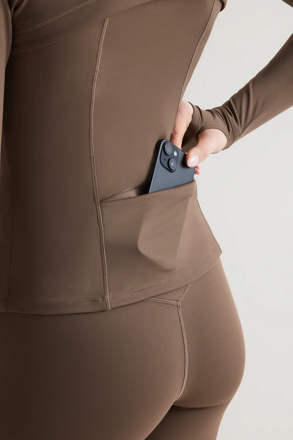 SkinLuxe Hooded Running Jacket - Cortado Brown - Image 5