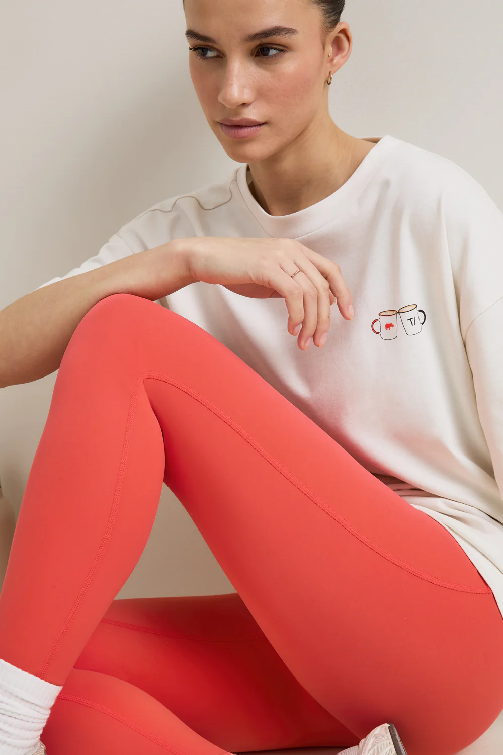 SkinLuxe No Front Seam Legging - Coral - Image 6
