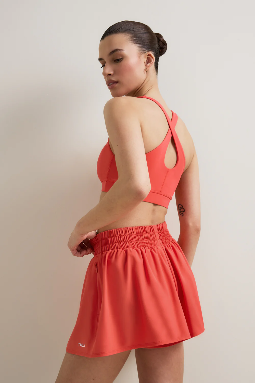 SkinLuxe Ruched Waist Floaty Short - Coral - Image 3