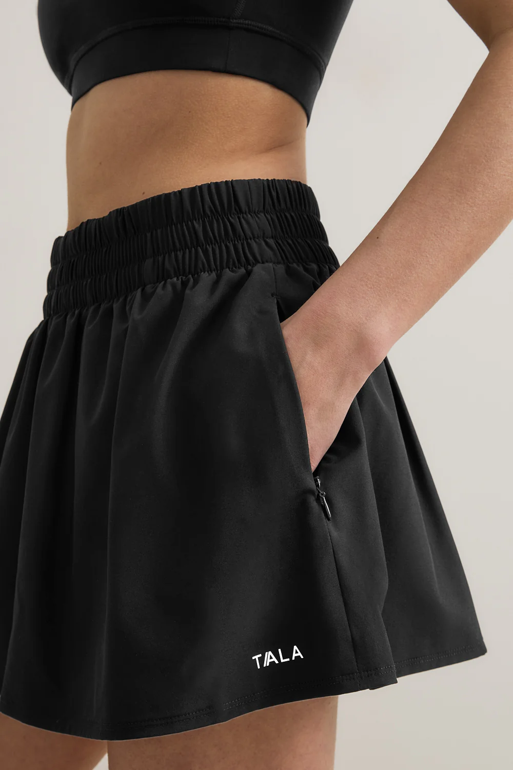SkinLuxe Ruched Waist Floaty Short - Shadow Black - Image 3