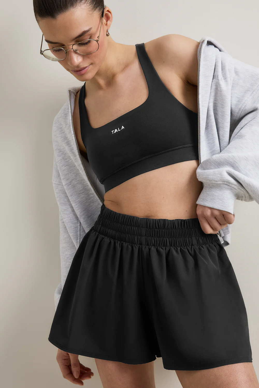 SkinLuxe Ruched Waist Floaty Short - Shadow Black - Image 5