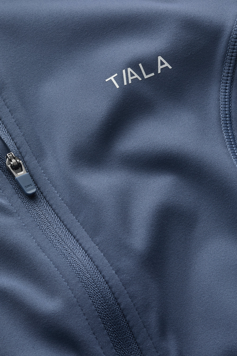 SkinLuxe Zip Through Short Sleeve Running Top - Vintage Blue - Image 6