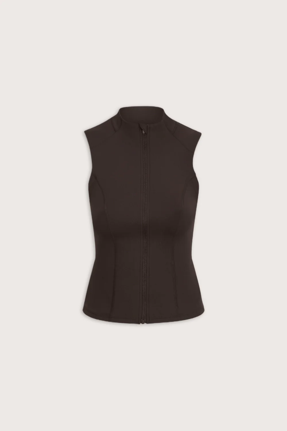 SkinLuxe Sleeveless Zip Through Running Top - Americano - Image 2
