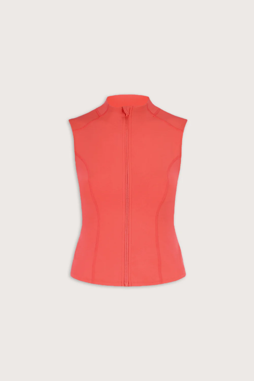 SkinLuxe Sleeveless Zip Through Running Top - Coral - Image 2