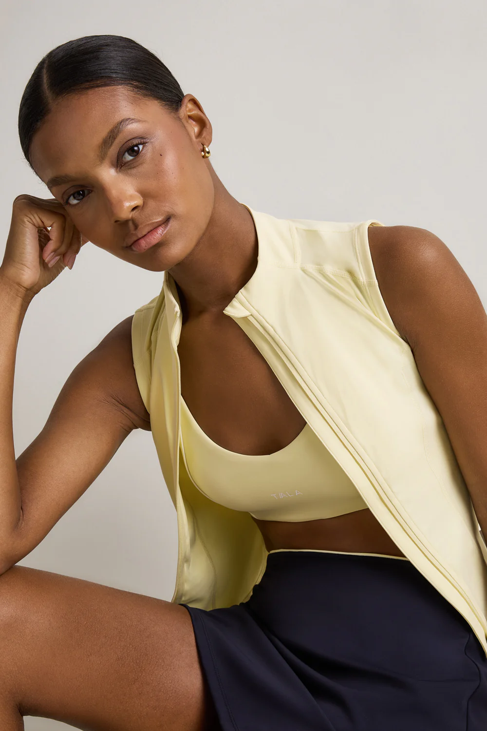 SkinLuxe Sleeveless Zip Through Running Top - Lemon Yellow - Image 6