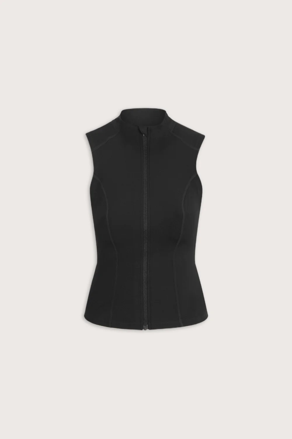 SkinLuxe Sleeveless Zip Through Running Top - Shadow Black - Image 2