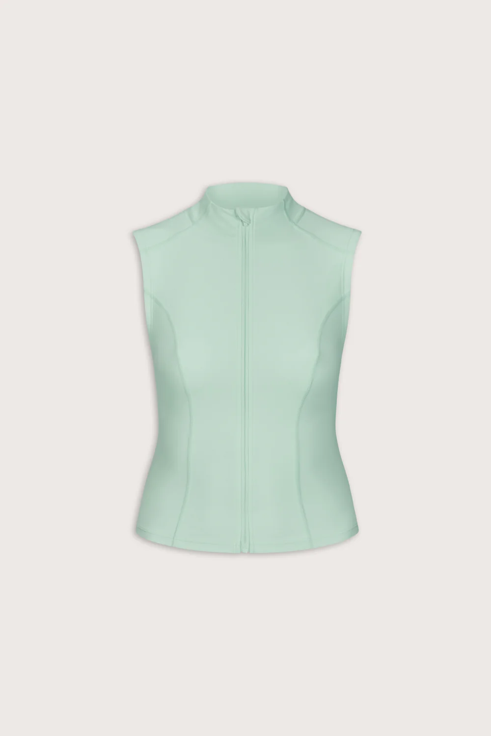 SkinLuxe Sleeveless Zip Through Running Top - Soft Mint - Image 2