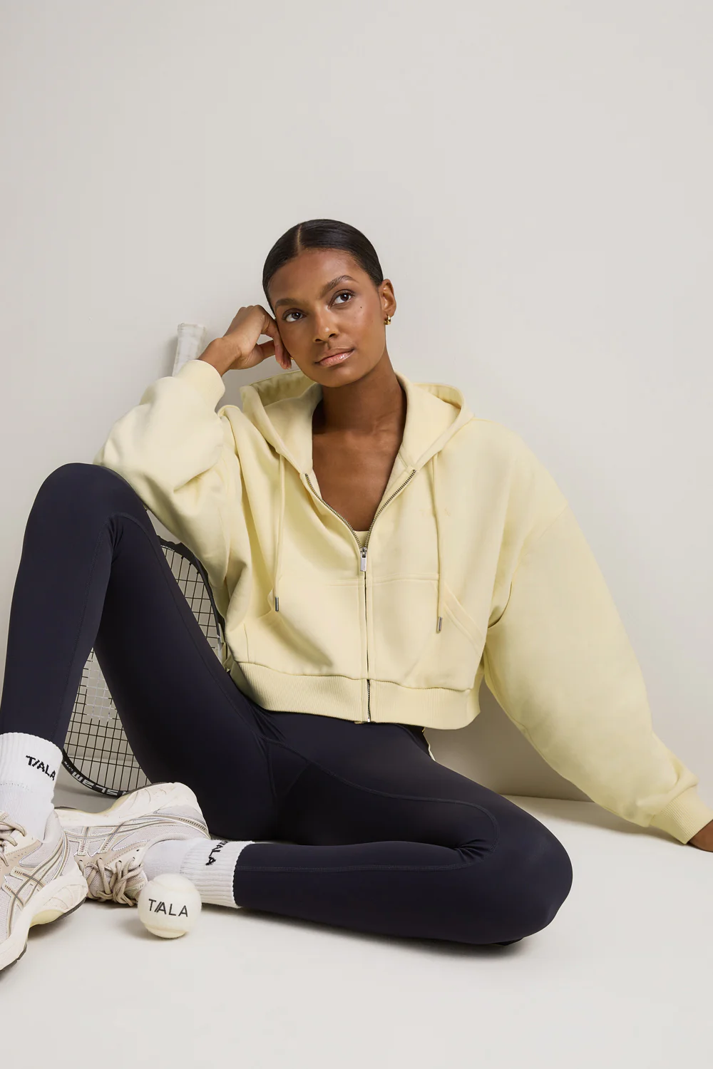 Relaxed Cotton Cocoon Hoodie - Lemon Yellow - Image 5
