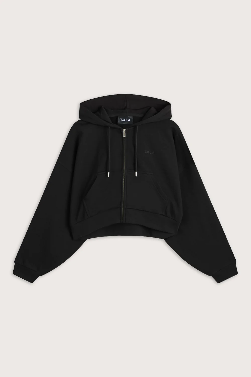 Relaxed Cotton Cocoon Hoodie - Shadow Black - Image 2