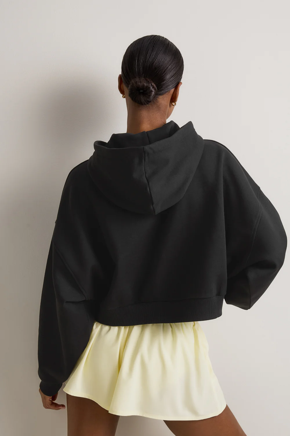Relaxed Cotton Cocoon Hoodie - Shadow Black - Image 4