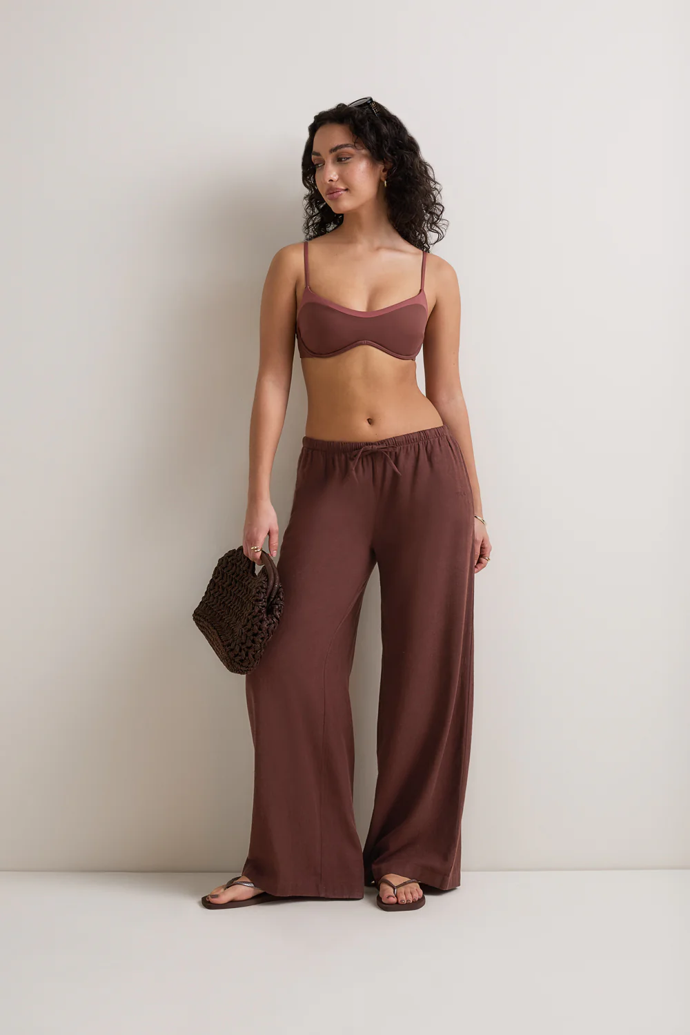 Soft Linen Drawstring Trouser - Deep Rust - Image 4