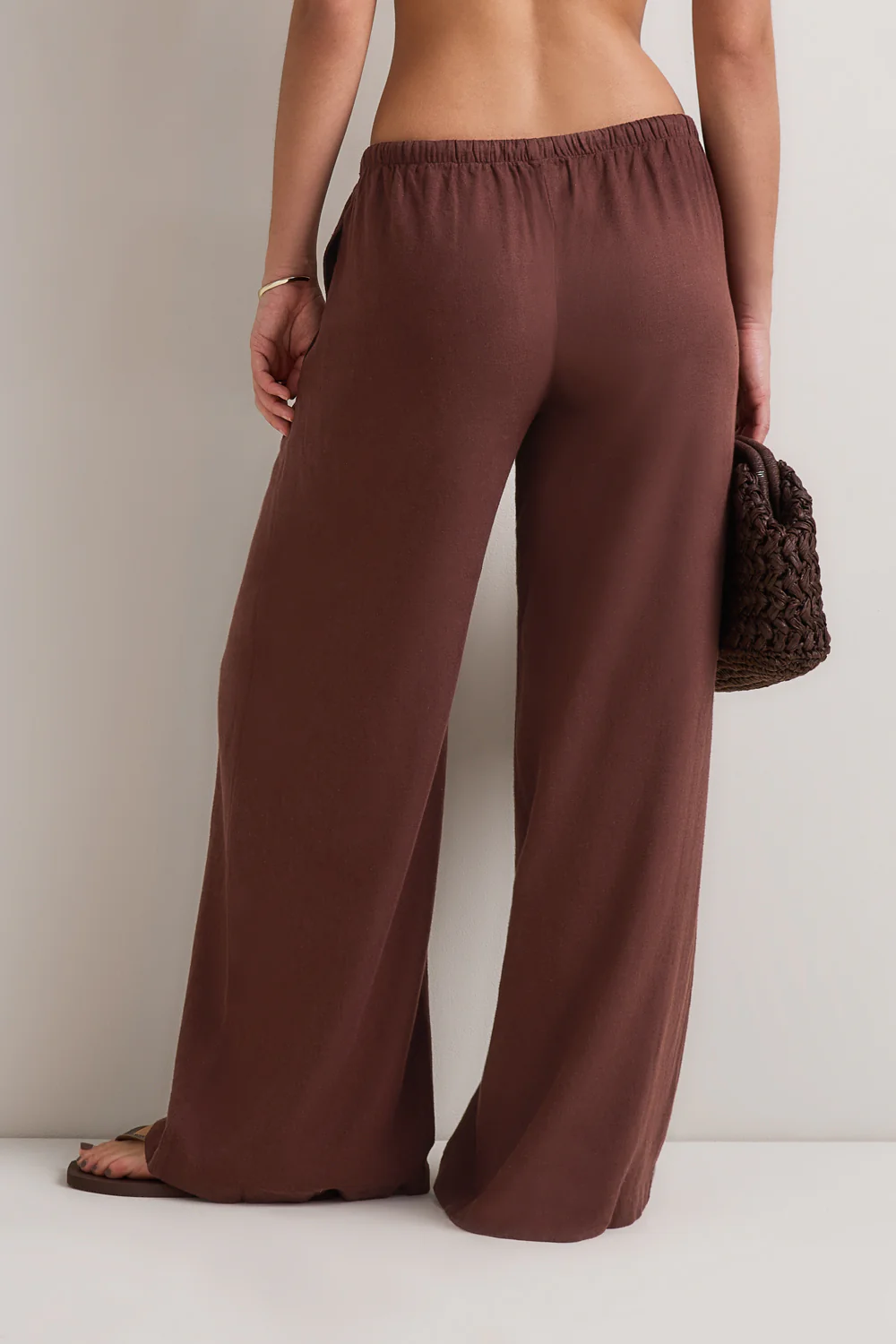 Soft Linen Drawstring Trouser - Deep Rust - Image 5