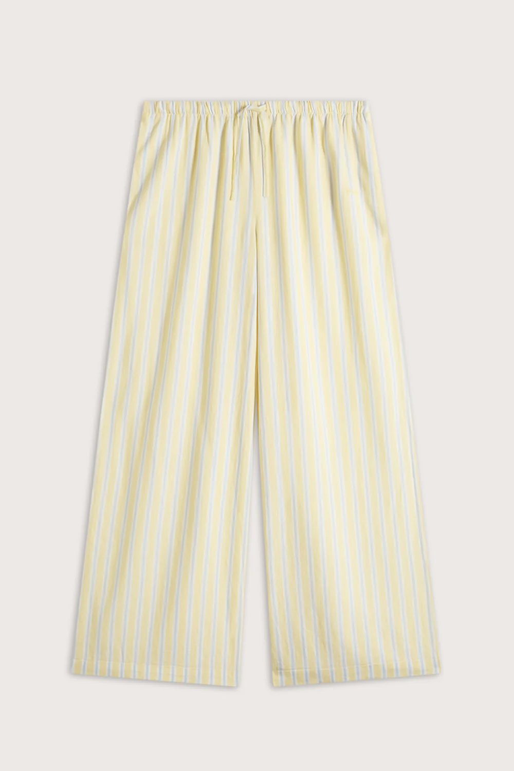 Soft Linen Drawstring Trouser - Lemon / Blue Stripe - Image 2