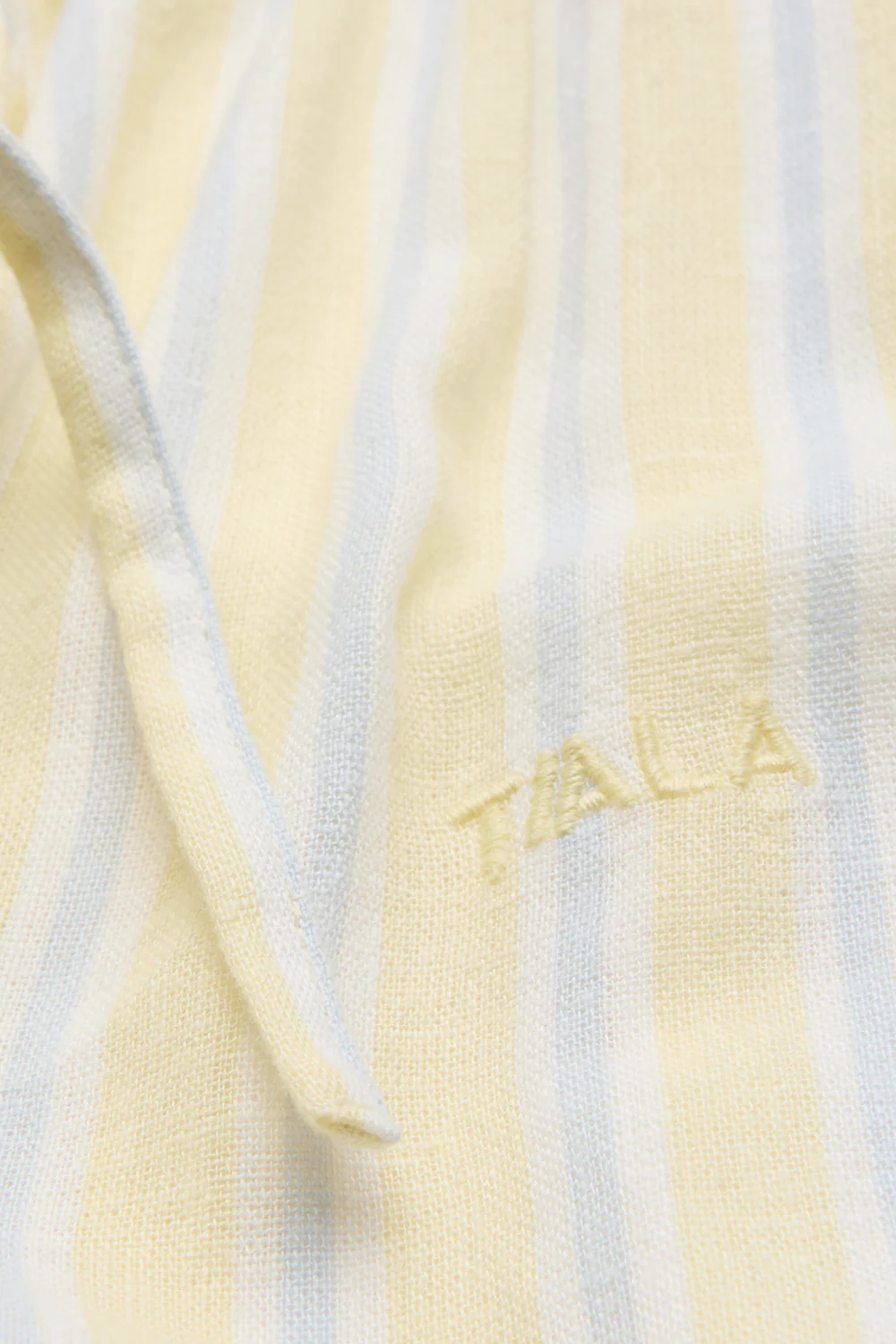 Soft Linen Drawstring Trouser - Lemon / Blue Stripe - Image 7