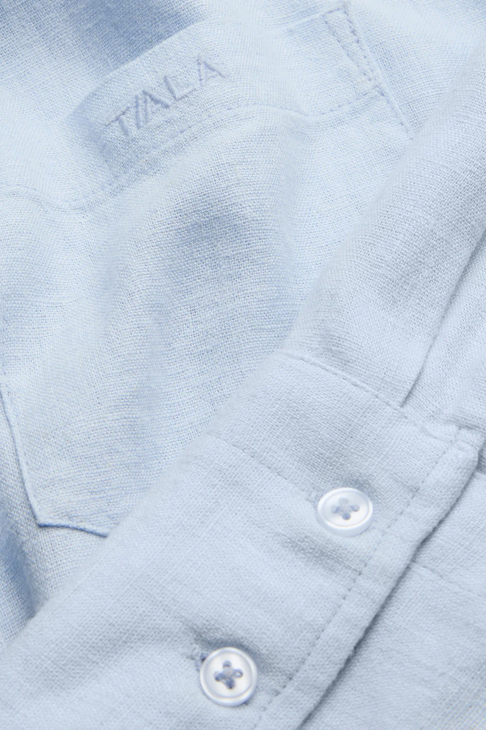 Soft Linen Long Sleeve Shirt - Baby Blue - Image 6