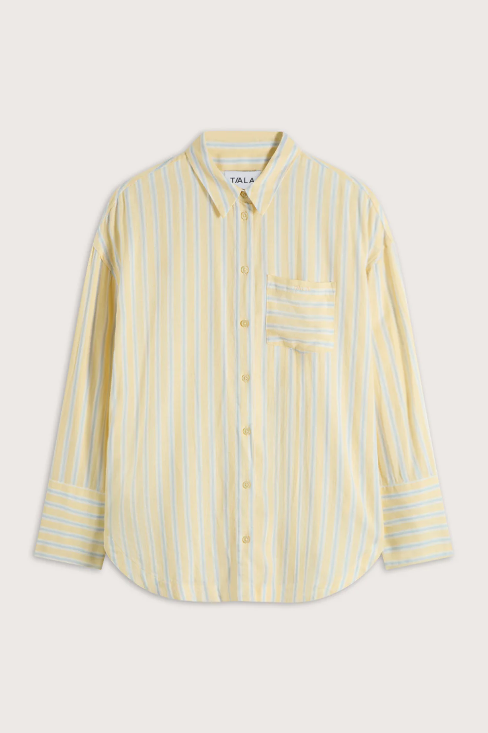 Soft Linen Long Sleeve Shirt - Lemon / Blue Stripe - Image 2