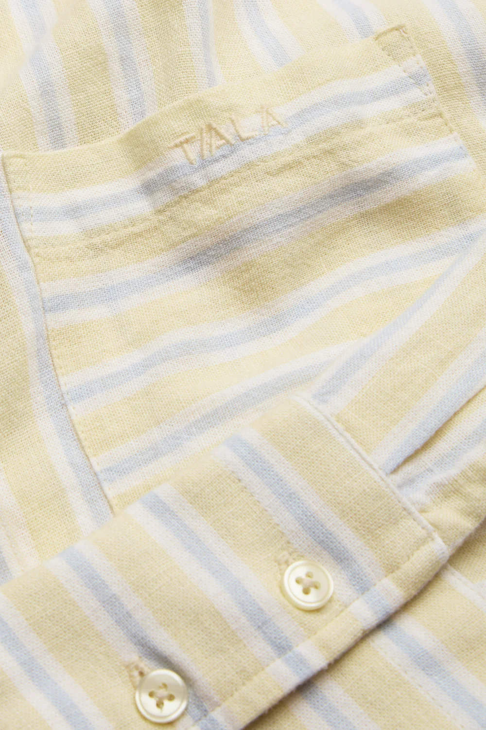 Soft Linen Long Sleeve Shirt - Lemon / Blue Stripe - Image 6