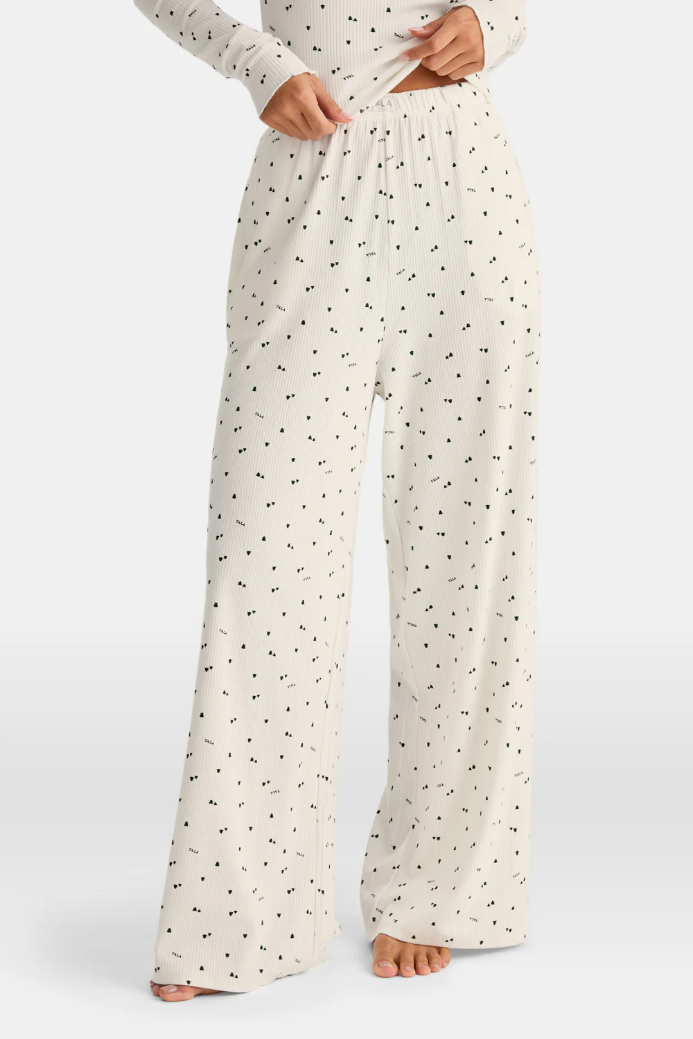 Wide Leg Pyjama Bottoms - Ivory Forest Print - Image 5