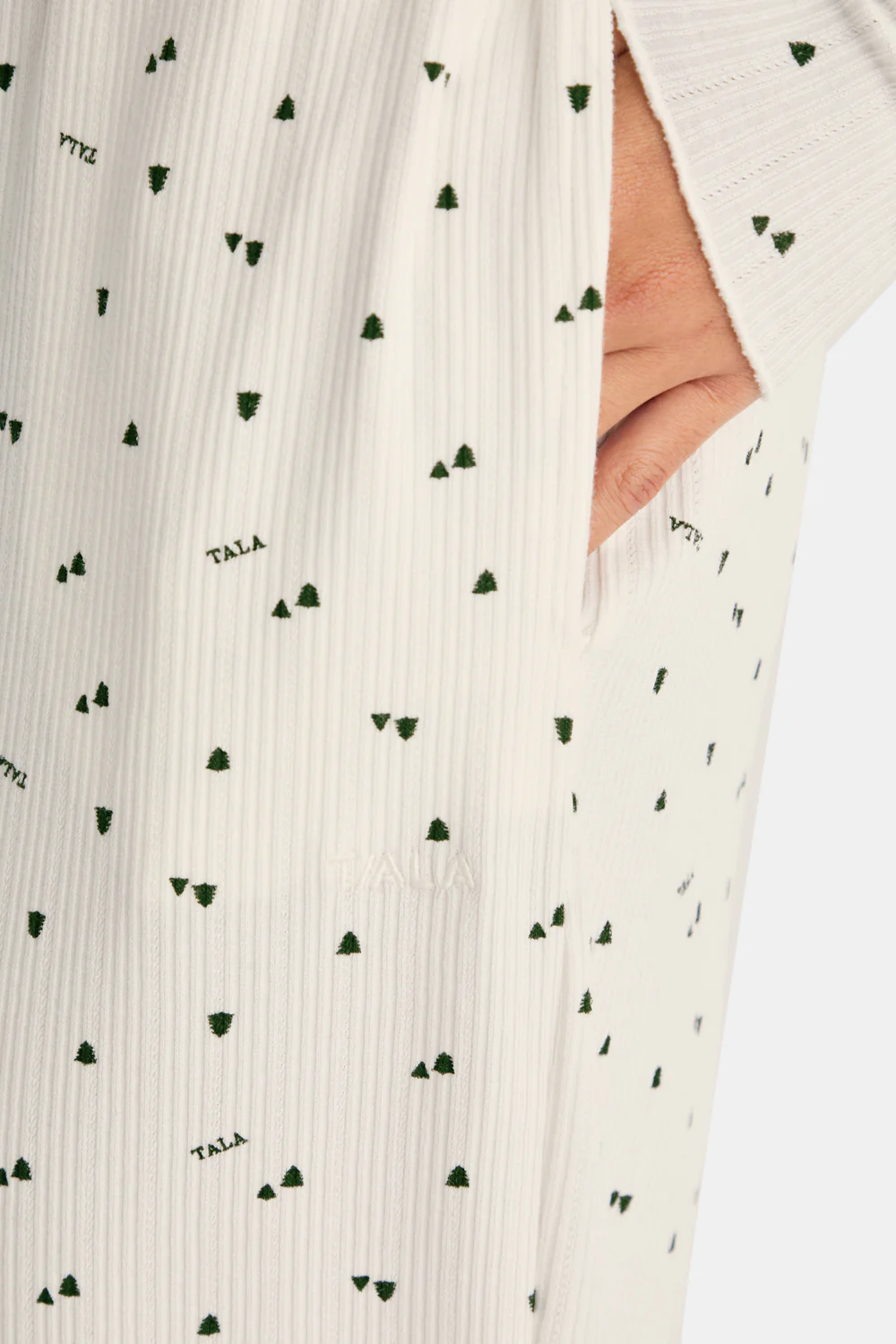Wide Leg Pyjama Bottoms - Ivory Forest Print - Image 6