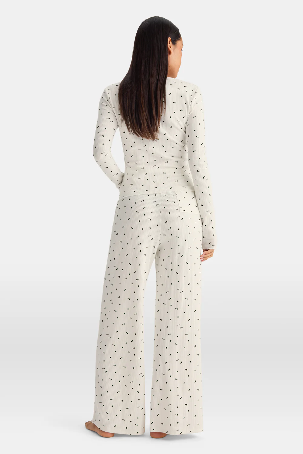 Wide Leg Pyjama Bottoms - Ivory Forest Print - Image 7