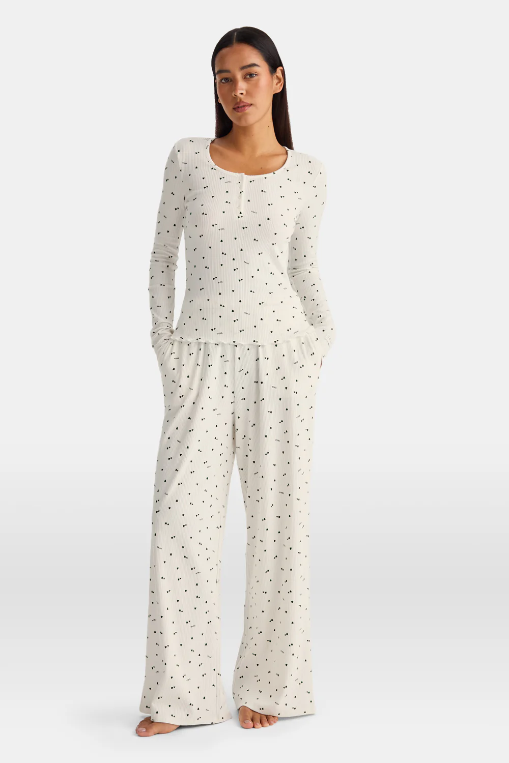 Wide Leg Pyjama Bottoms - Ivory Forest Print - Image 8