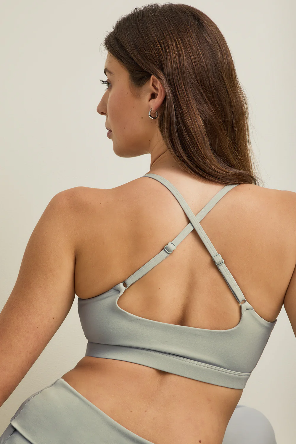 SoftSet Cross Back Sports Bra - Sage Green - Image 3