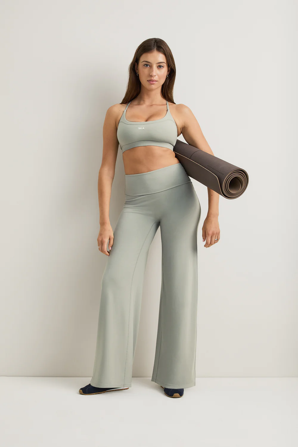 SoftSet Cross Back Sports Bra - Sage Green - Image 4