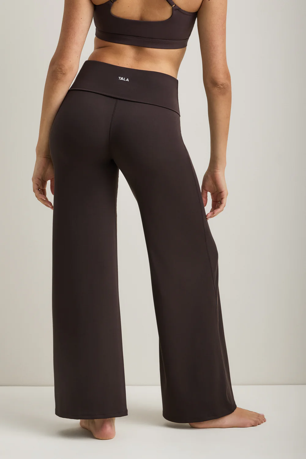 SoftSet Fold Waist Wide Leg Trouser - Americano - Image 4