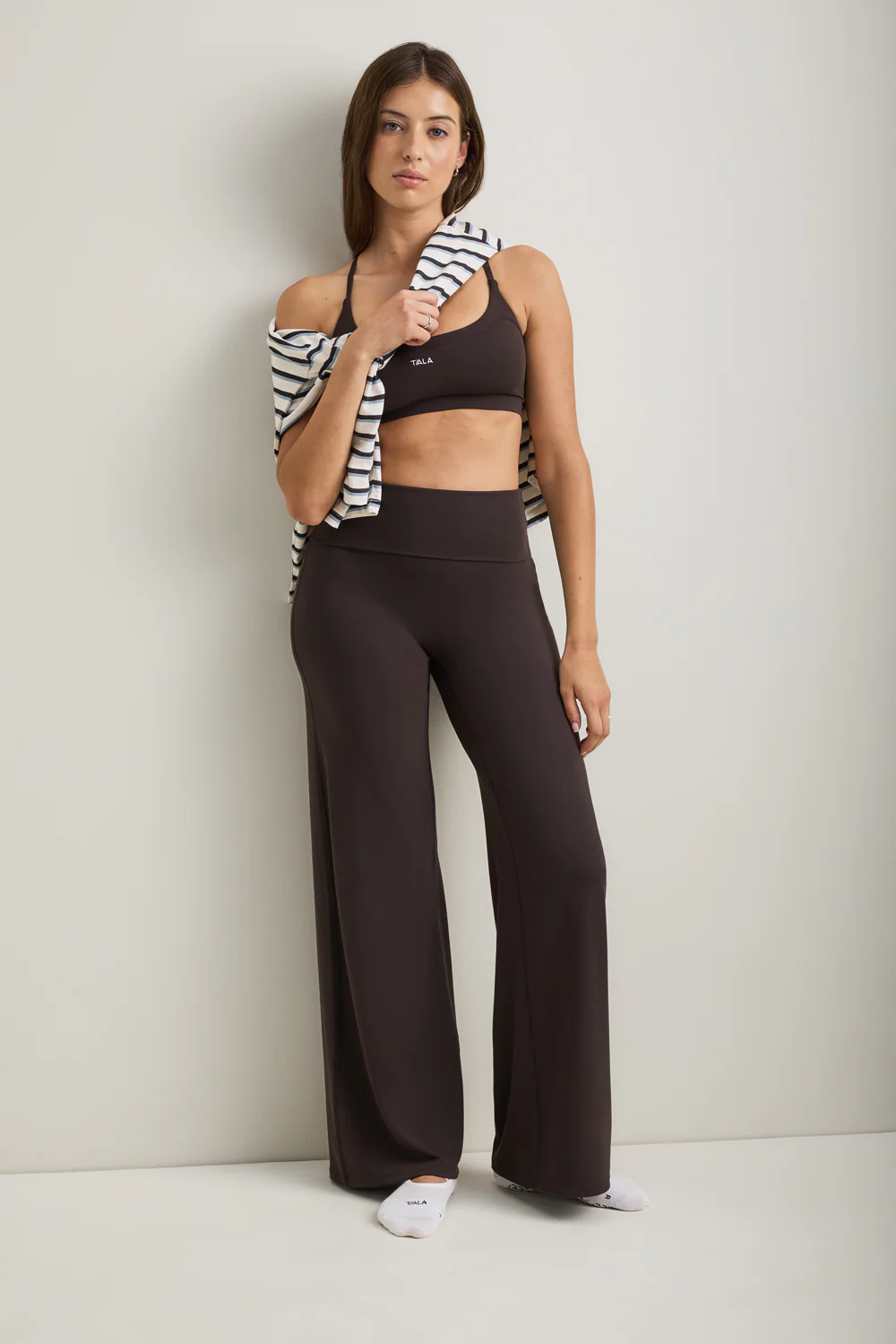 SoftSet Fold Waist Wide Leg Trouser - Americano - Image 5
