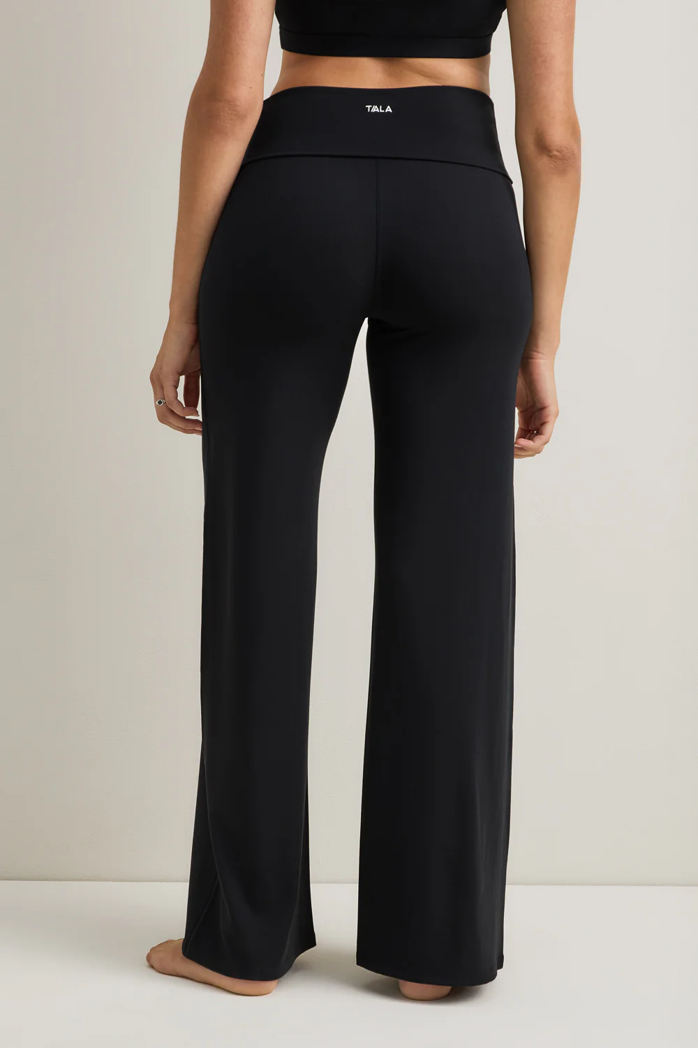 SoftSet Fold Waist Wide Leg Trouser - Black - Image 4