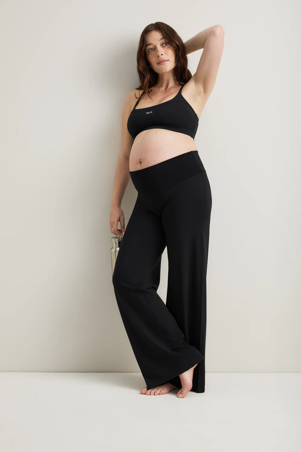 SoftSet Maternity Wide Leg Trouser - Black - Image 2