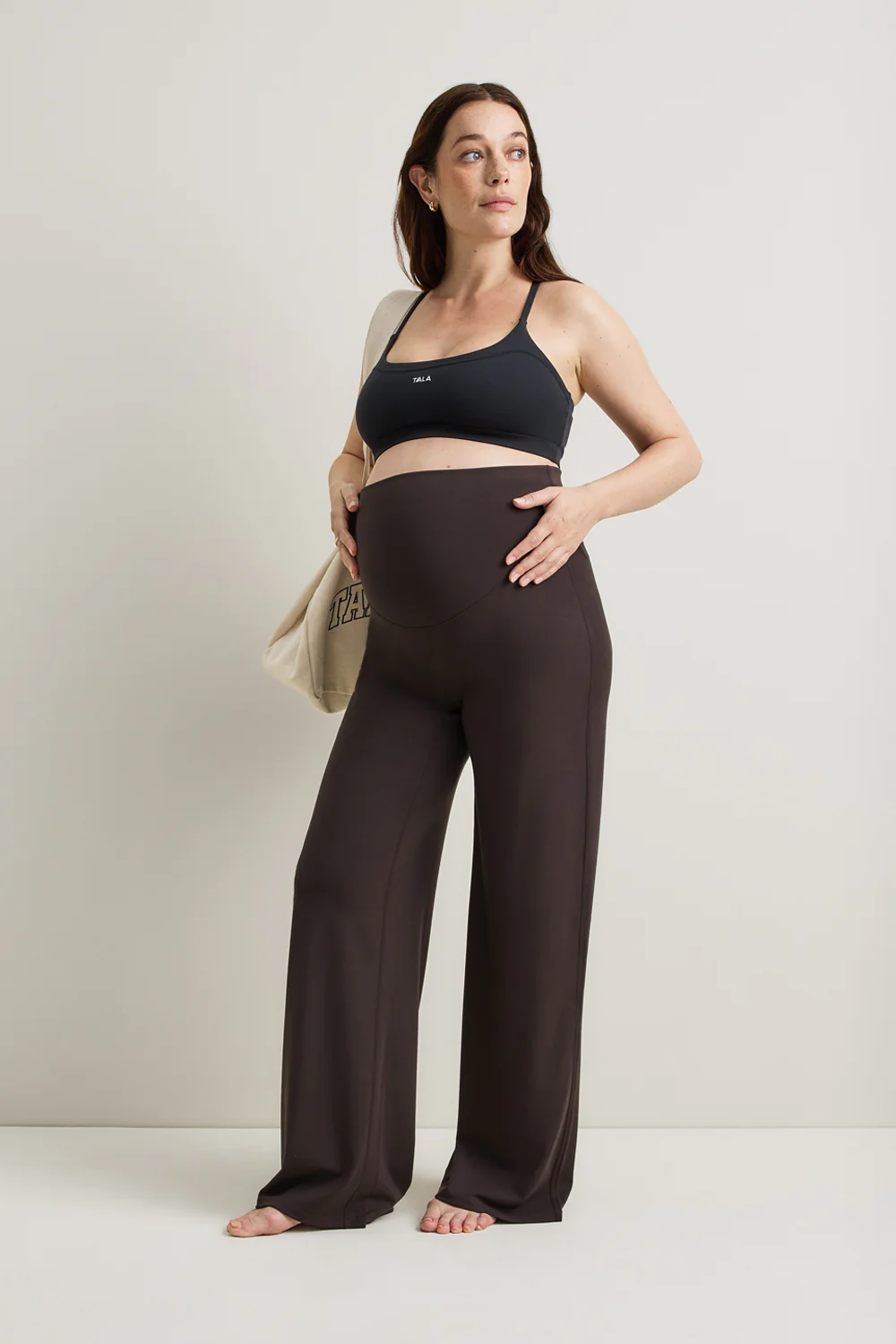 SoftSet Maternity Wide Leg Trouser - Americano - Image 2