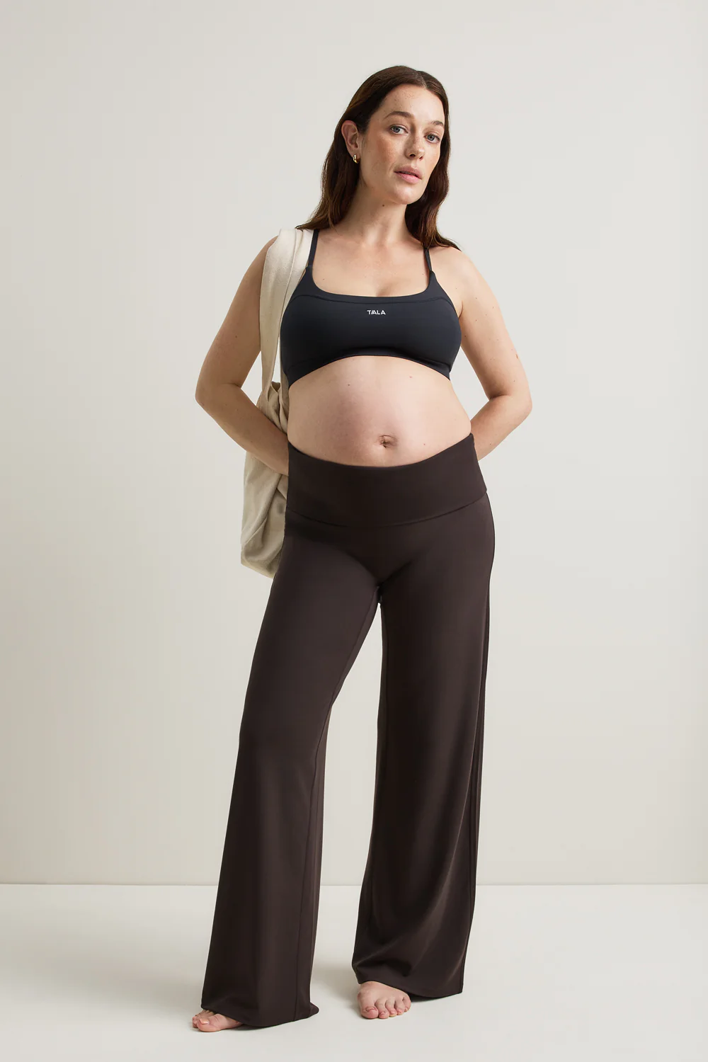 SoftSet Maternity Wide Leg Trouser - Americano - Image 4