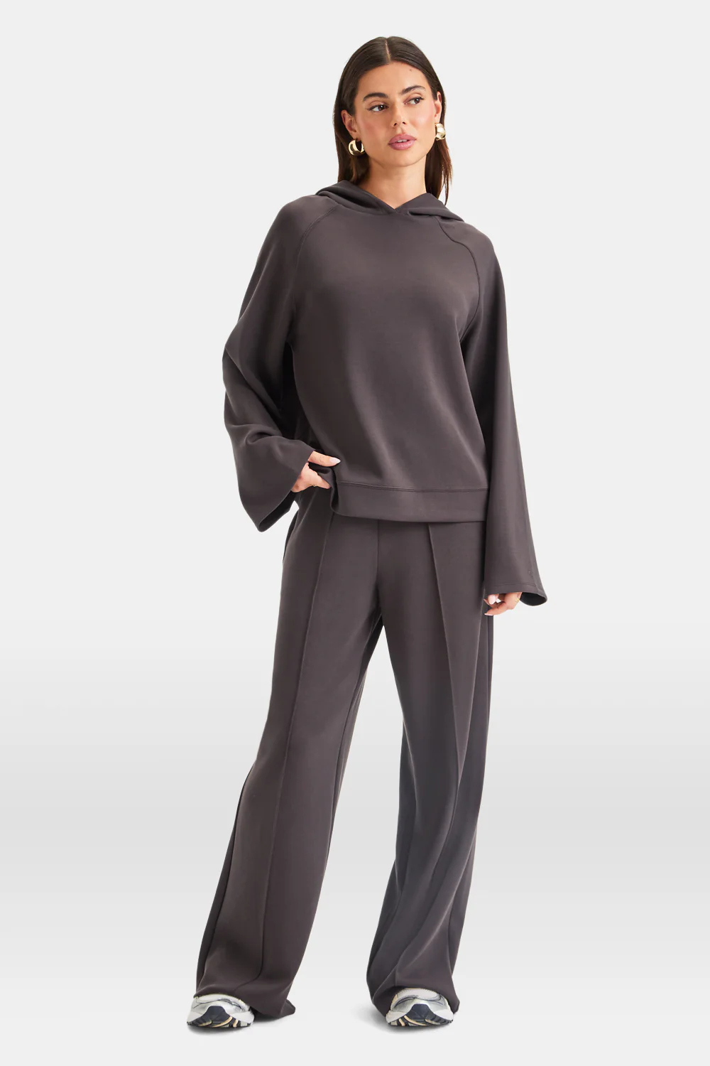 SoftSmart Flared Sleeve Hoodie - Cocoa - Image 5