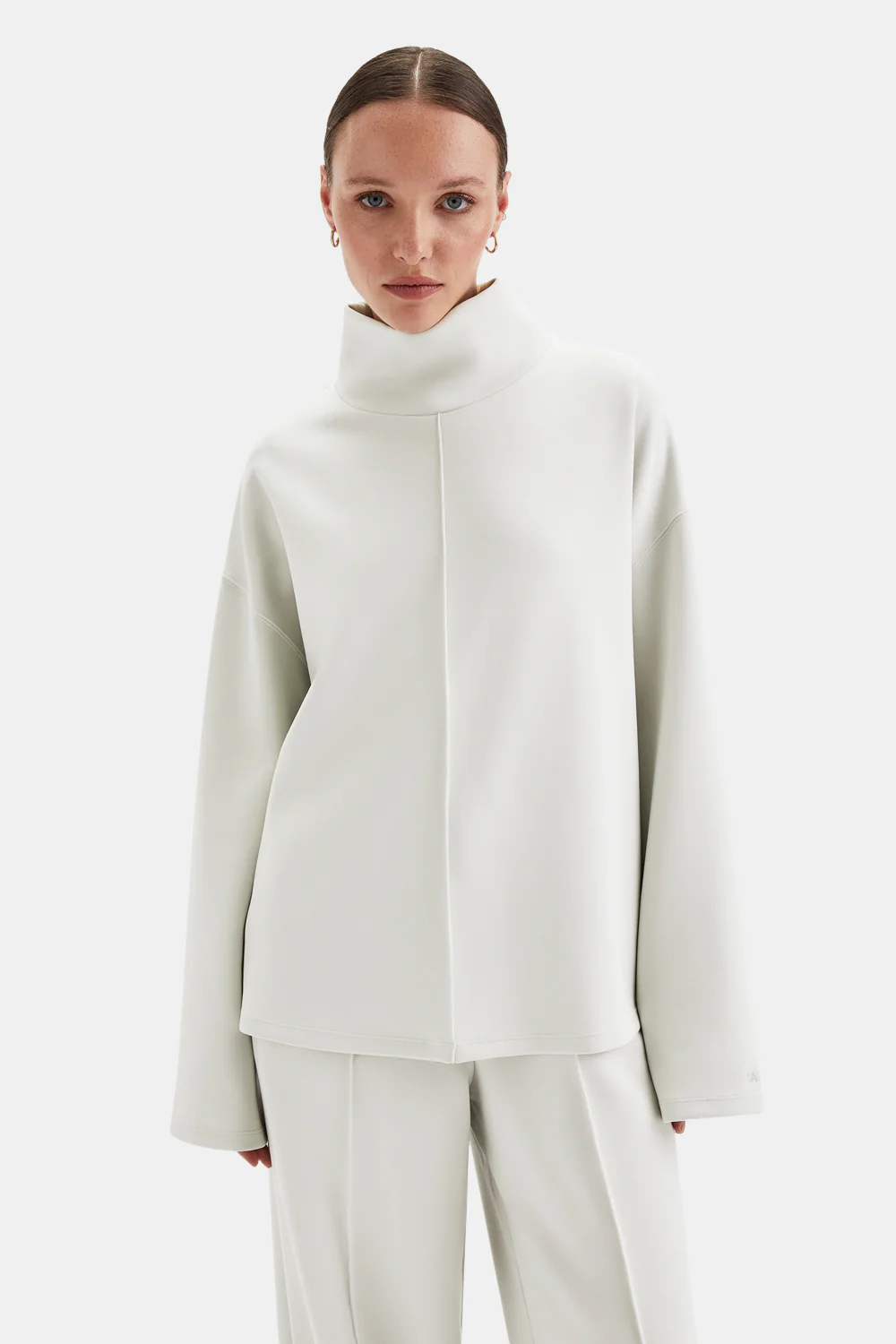 SoftSmart Funnel Neck Sweatshirt - Ecru